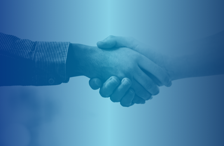 Banner of two people shaking hands